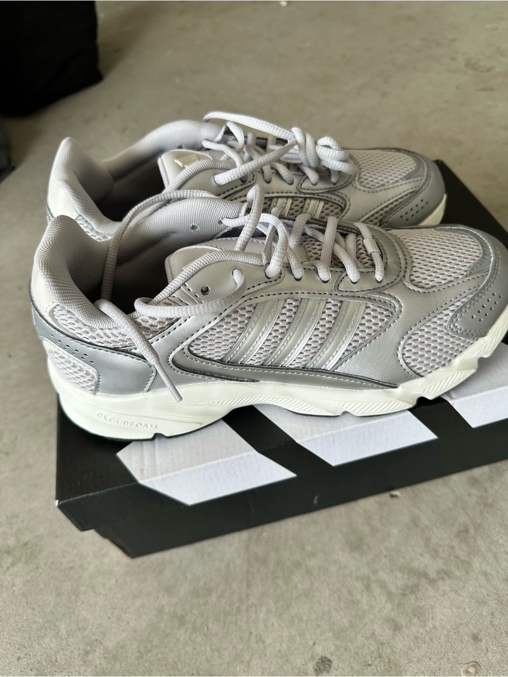 adidas Cloudfoam Mesh Sneaker in Light Gray and White CrazyChaos 2000
